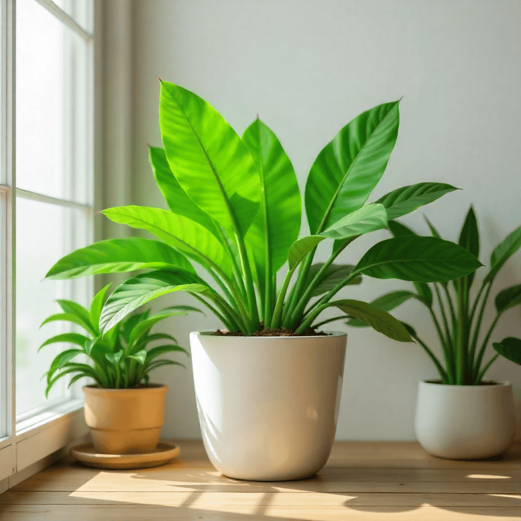 Ilmaa puhdistavia huonekasveja ikkunalaudalla